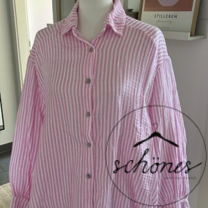 Bluse Musselin gestreift rosa/weiß
