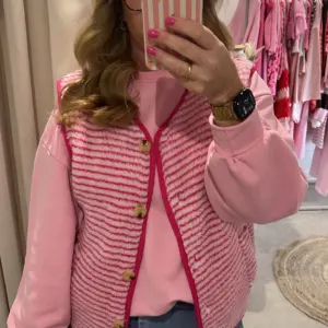 Teddy Weste gestreift Pink/Weiß