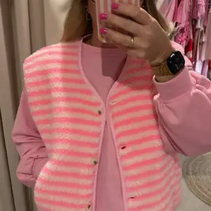 Teddy Weste gestreift Rosa/Weiß