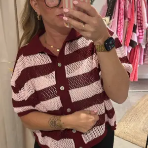 Strick Bluse Bordeaux/Rosa