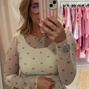 Mesh Shirt Herz Beige