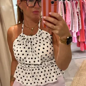 Neckholder Top Polka Dots Wei&szlig;