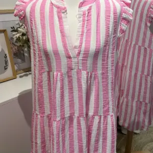 Musselin Kleid Rosa/Weiß