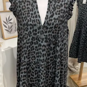 Musselin Tunika Kleid Leo Grau/Blau
