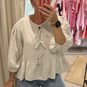 Musselin Tunika Bluse Beige