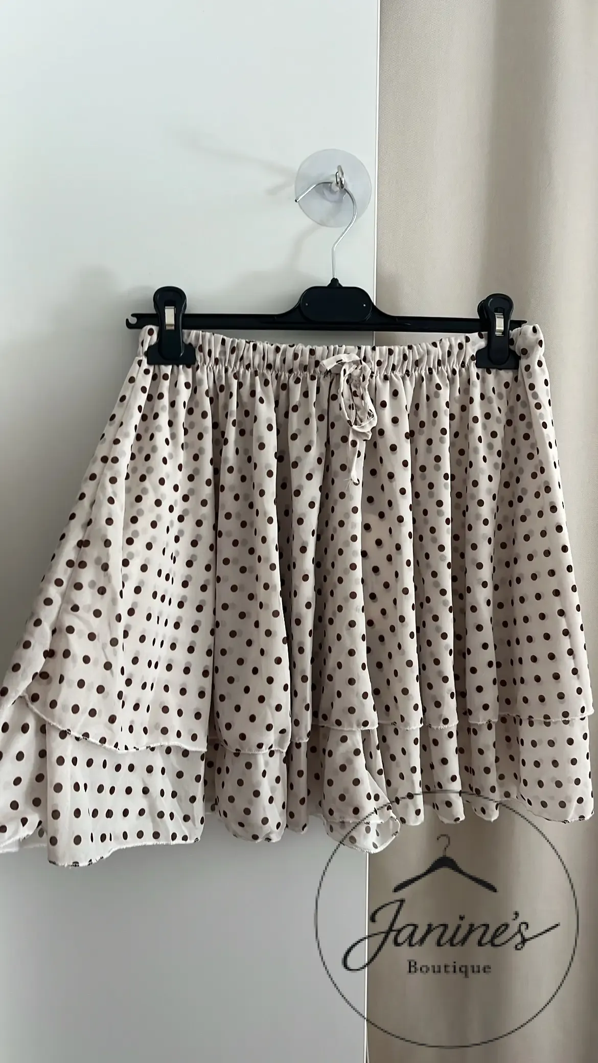Luftiger Hosenrock Polka Dots Beige/Braun – Bild 2